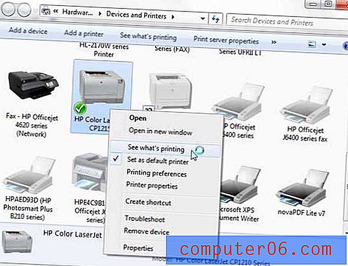 Kā nomainīt printeri no bezsaistes uz tiešsaistes tiešsaistē operētājsistēmā Windows 7