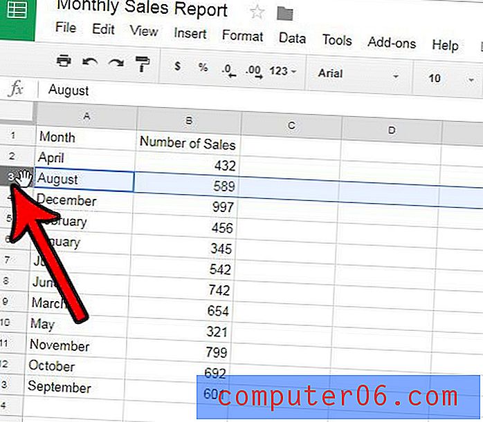 So fügen Sie einer Zeile in Google Sheets eine gelbe Schattierung hinzu