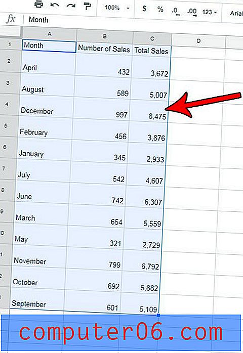 Hoe randen toevoegen in Google Spreadsheets