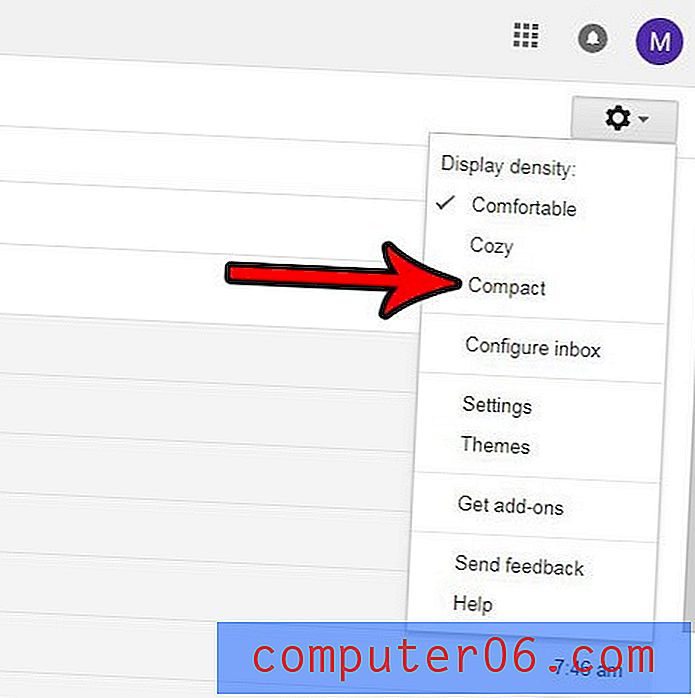 Overschakelen naar compacte weergave in Gmail