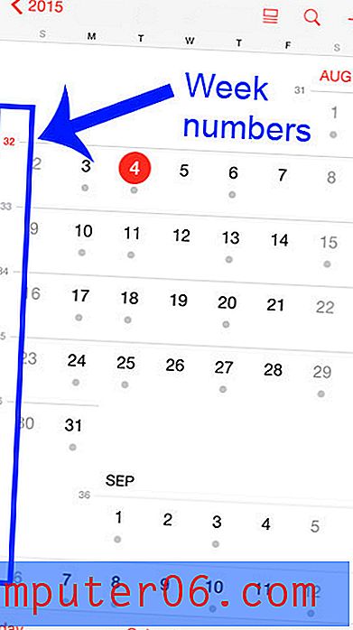 Nädala numbrite sisselülitamine iPhone'i kalendris