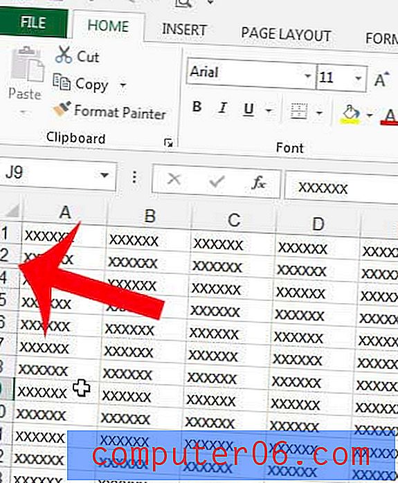 Kā paslēpt rindu programmā Excel 2013