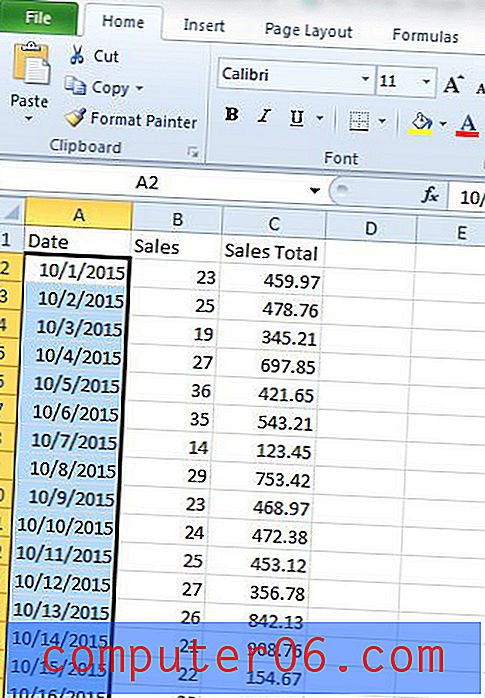 Excel 2010에서 날짜를 요일로 형식을 지정하는 방법