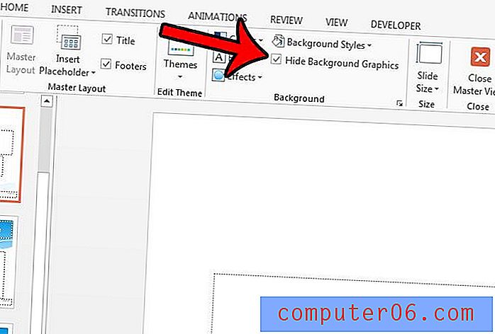 Como ocultar gráficos de plano de fundo para um único slide no Powerpoint 2013