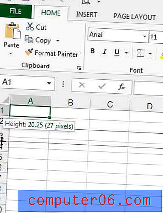 Kā mainīt rindas augstumu programmā Excel 2013