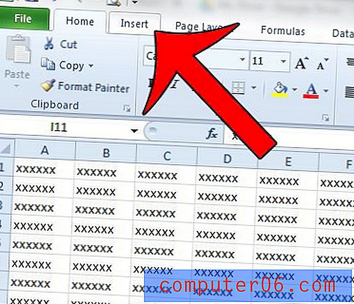 Päise pildi eemaldamine programmis Excel 2010