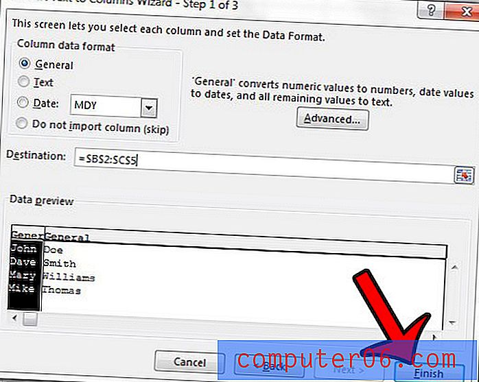 Comment diviser des noms complets en deux cellules dans Excel 2013