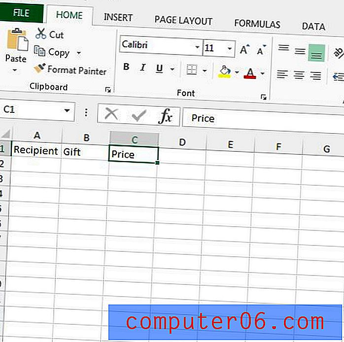 Come fare un elenco di acquisti natalizi in Excel