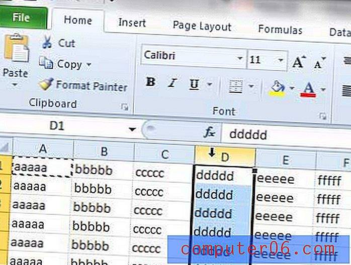 Como inserir uma coluna no Excel 2010