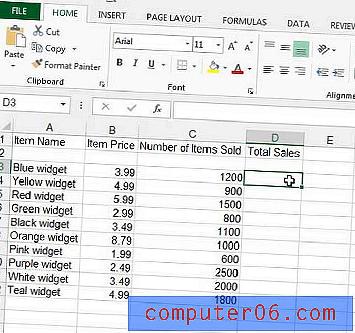 Een formule maken in Excel 2013