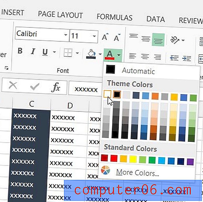 Como alterar a cor da fonte no Excel 2013