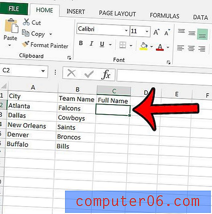 Excel 2013'te İki Metin Sütununu Birleştirme