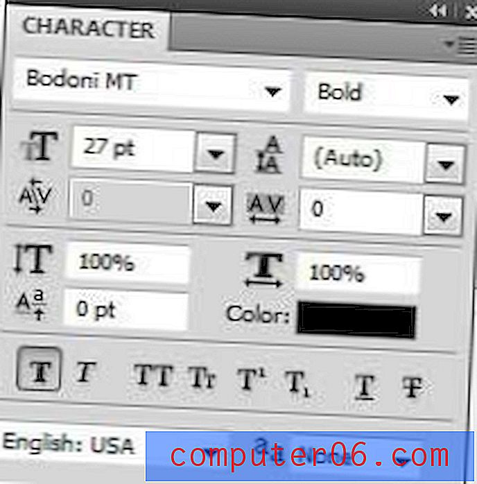 Kā mainīt teksta fontu Photoshop CS5
