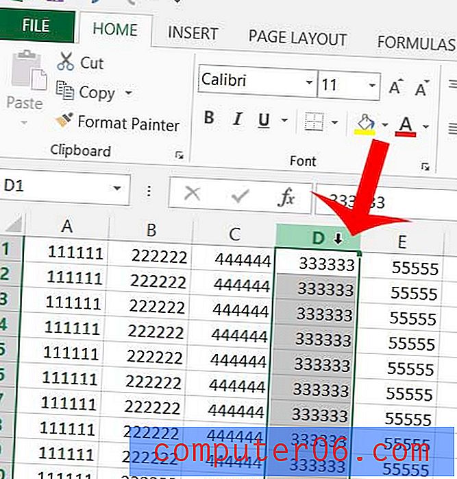 Excel 2013에서 열을 이동하는 방법