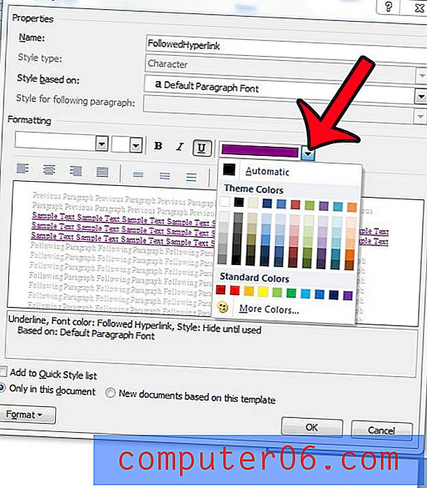 Kako promijeniti boju hiperveza u programu Word 2010