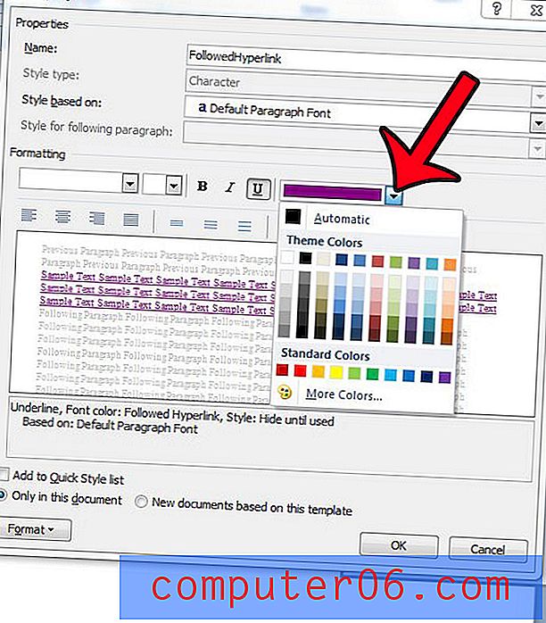 Kuidas muuta hüperlingi värvi Word 2010-s