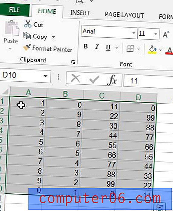 Hvordan endre farge på cellekant i Excel 2013