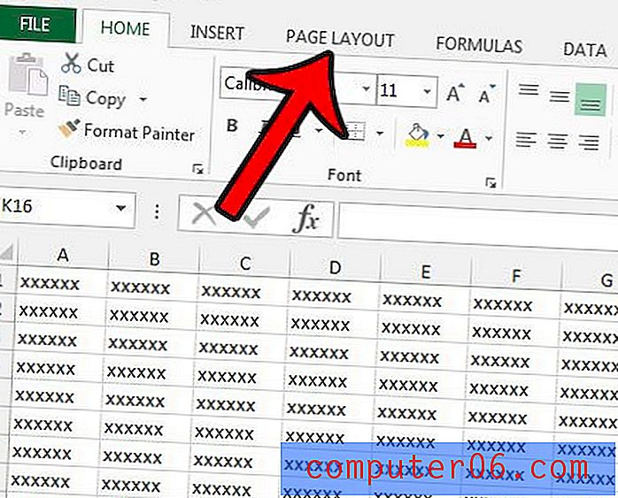 Kā pārtraukt pa kreisi izlīdzināto lapu drukāšanu programmā Excel 2013