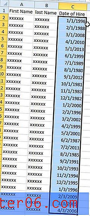 Kā kārtot pēc datuma programmā Excel 2010