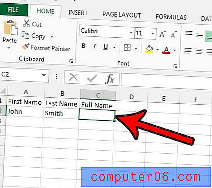 Hvordan slå sammen tekst i Excel 2013