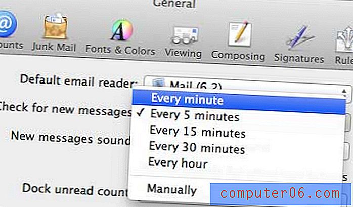 Kā palielināt pasta biežuma pārbaudi operētājsistēmā Mac OS X Mountain Lion