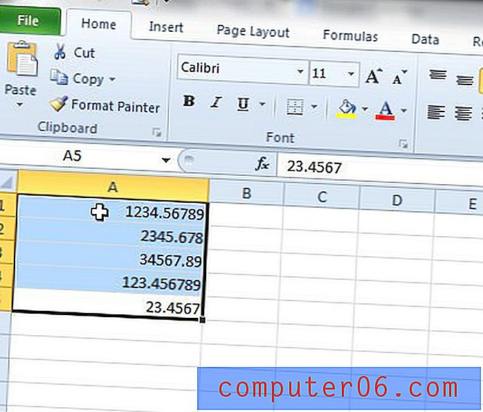 Excel 2010에서 소수점 이하 한 자리로 반올림하는 방법