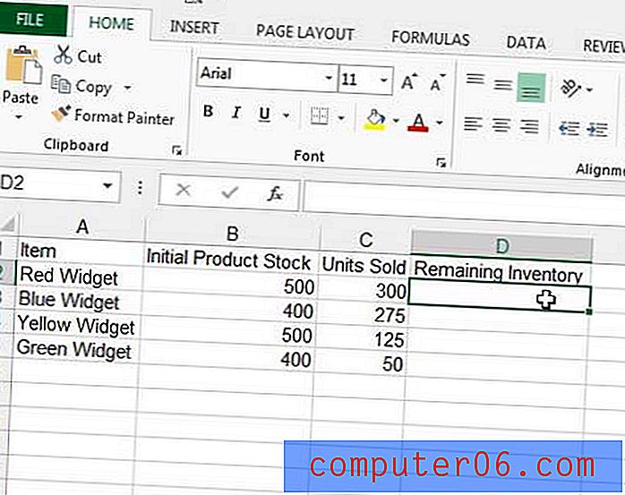 수식을 사용하여 Excel 2013에서 빼는 방법