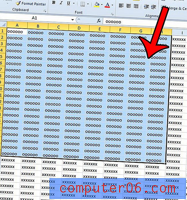 Angi valgte celler som utskriftsområde i Excel 2010
