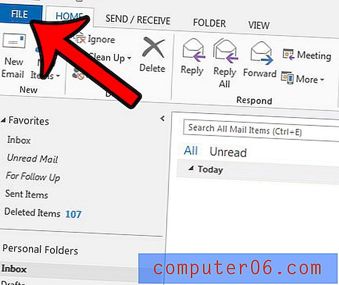 Hoe verwijderde items bij afsluiten in Outlook 2013 te legen