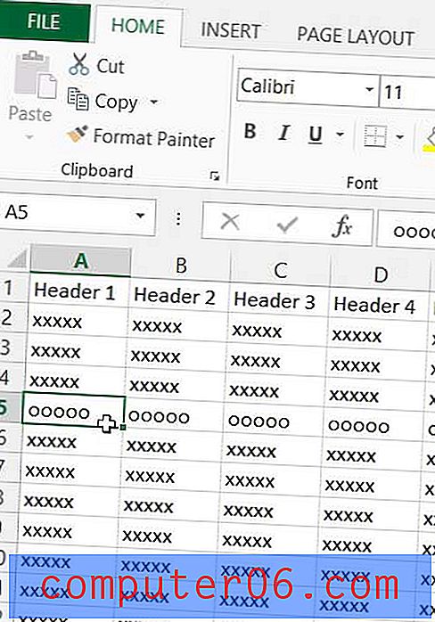 Как да изтриете ред в Excel 2013
