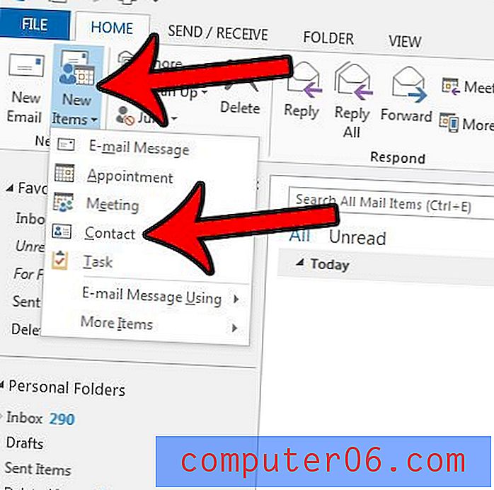 Hvordan lage et vCard i Outlook 2013