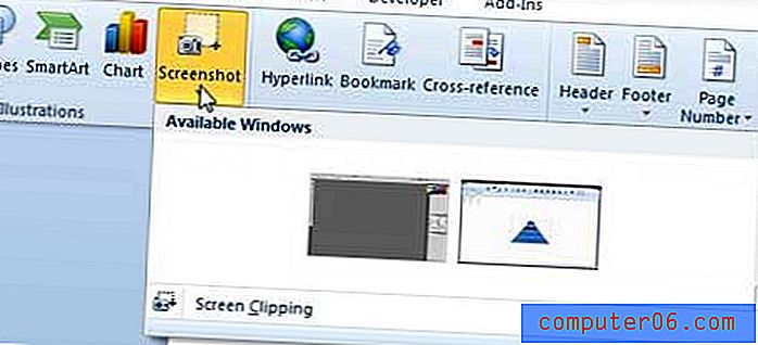 Uzņemiet ekrānuzņēmumu Microsoft Word 2010