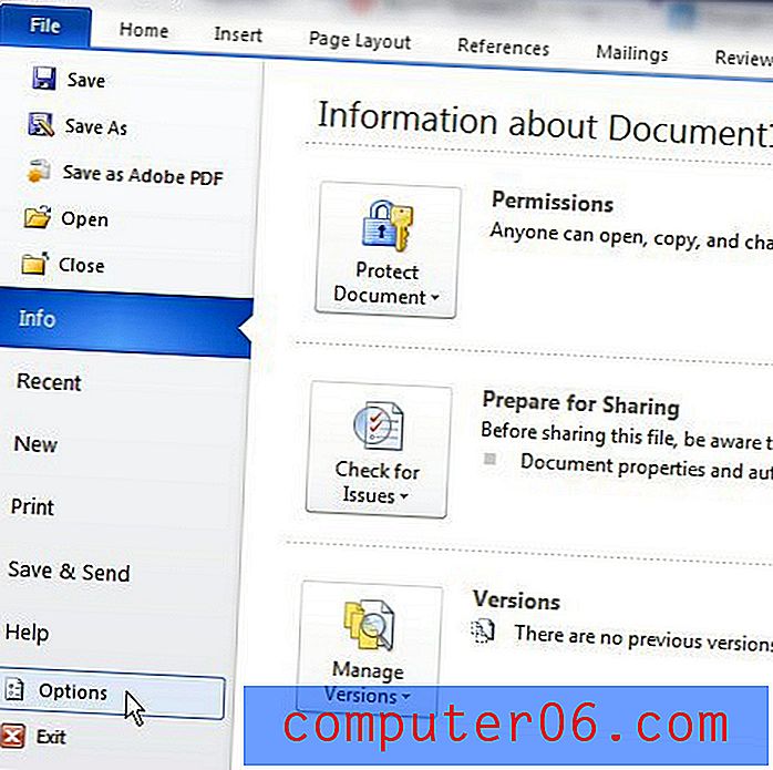 Notīriet jaunākos dokumentus Microsoft Word 2010