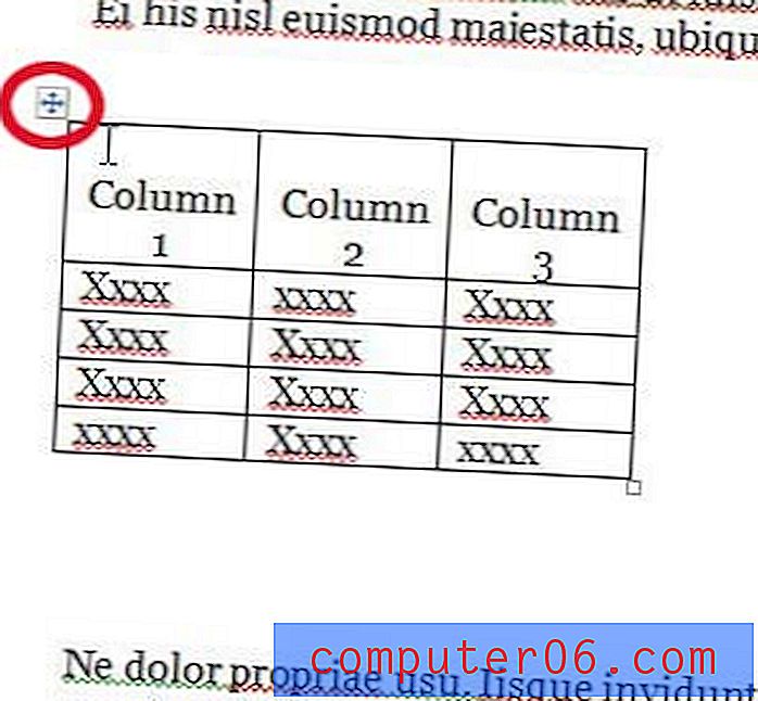 Een tabel centreren in Word 2010