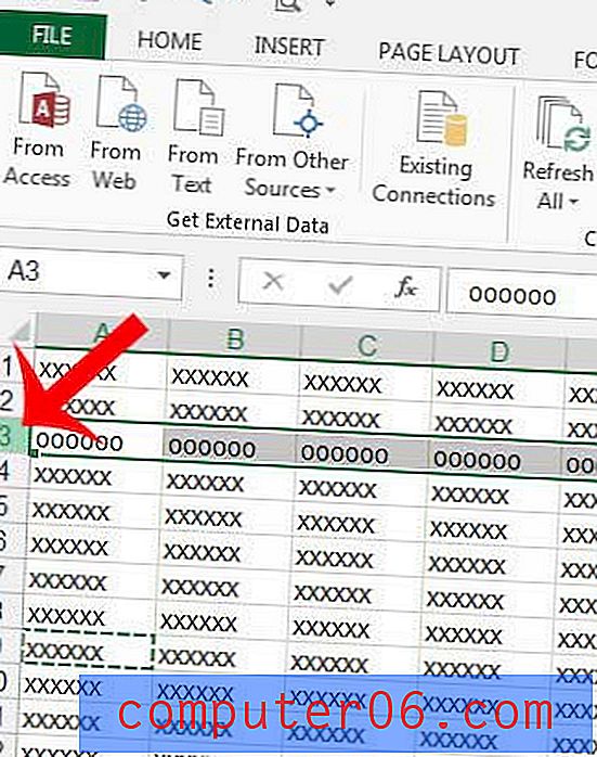 Hoe een rij in Excel 2013 te verbergen