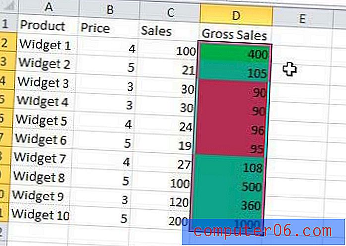 Kako sortirati prema boji u Excelu 2010