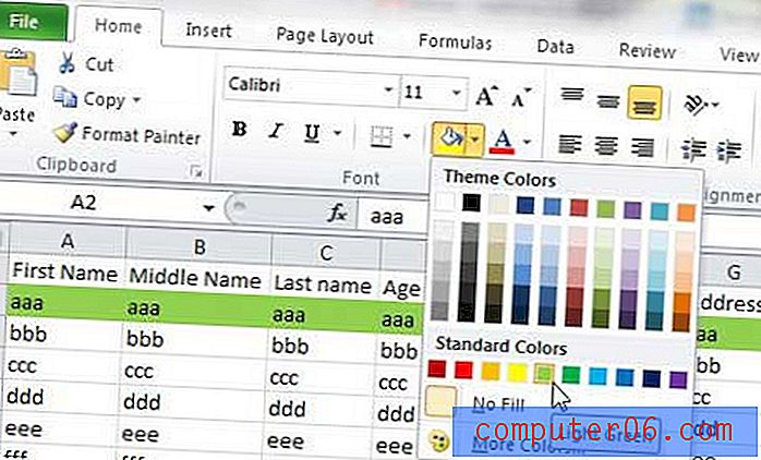 Como formatar cores de linha alternadas no Excel 2010