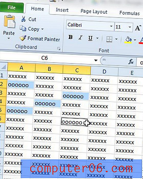 Hoe niet-aangrenzende cellen te selecteren in Excel 2010