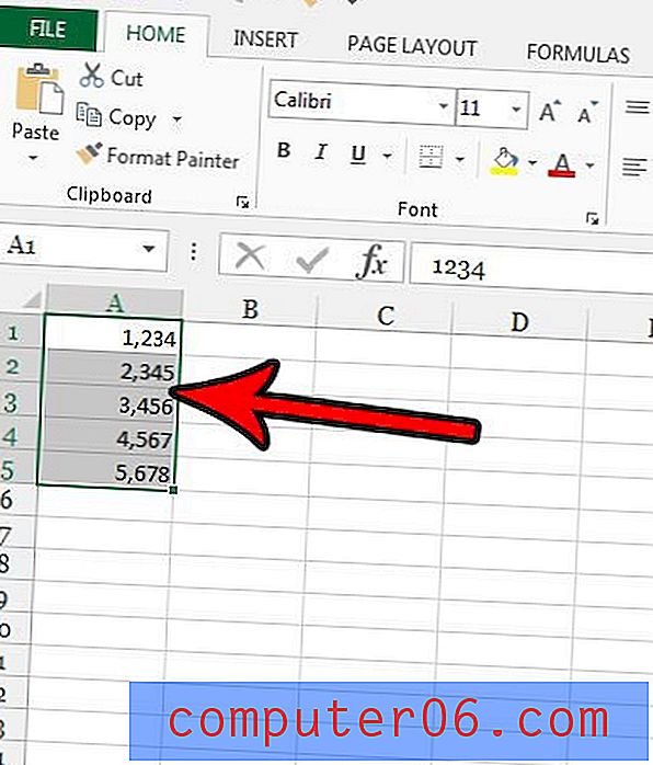 Kā parādīt ciparus bez komata programmā Excel 2013