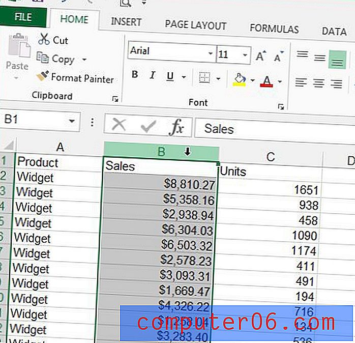 Slik slutter du å vise et dollartegn i Excel 2013