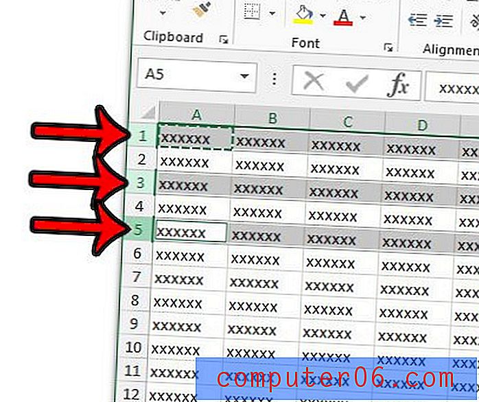 Hvordan skjule flere rader i Excel 2013