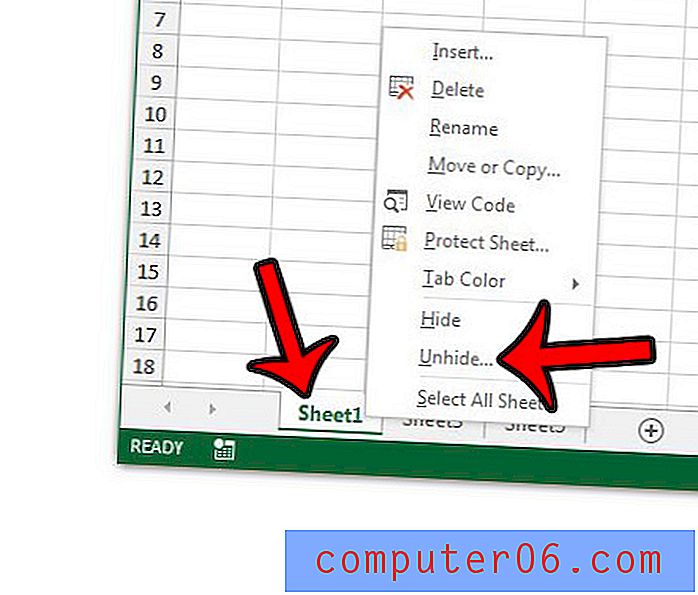 Darblapas paslēpšana programmā Excel 2013