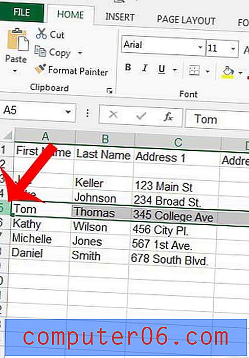 Kā ievietot rindu programmā Excel 2013