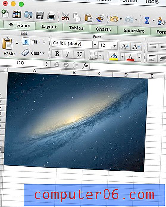 Hoe een afbeelding op een cel te vergrendelen in Excel 2011