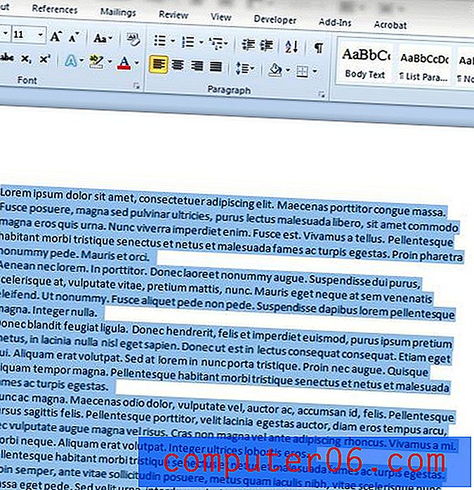 Cómo doble espacio en un documento existente en Word 2010