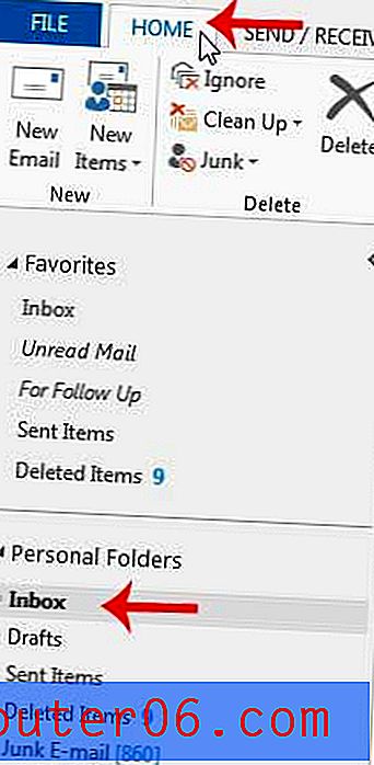 E-pasta ziņojumu parādīšana tikai ar pielikumiem programmā Outlook 2013