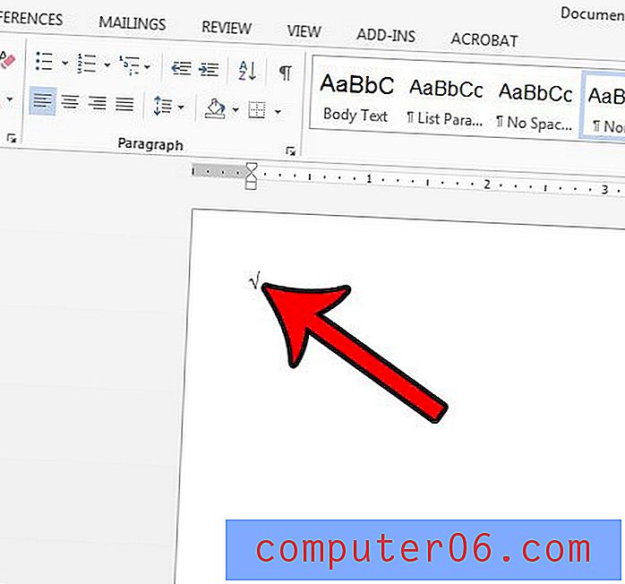 Come inserire un simbolo di radice quadrata in Word