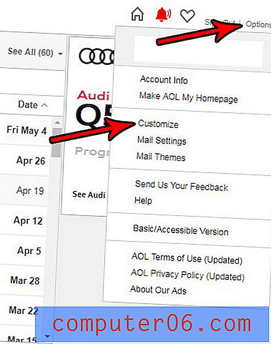 Jak skrýt podokno čtení v e-mailu AOL