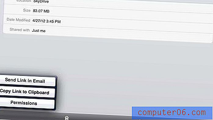 iPad에서 SkyDrive 파일을 이메일로 보내는 방법