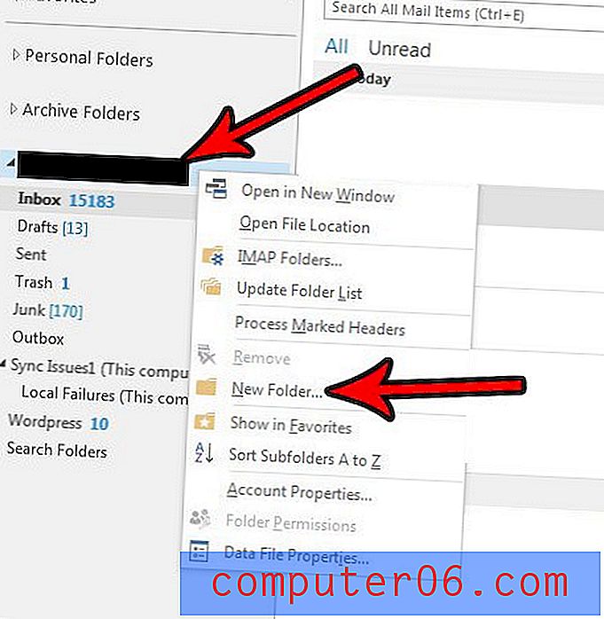 Как да създадете папки в Outlook 2013